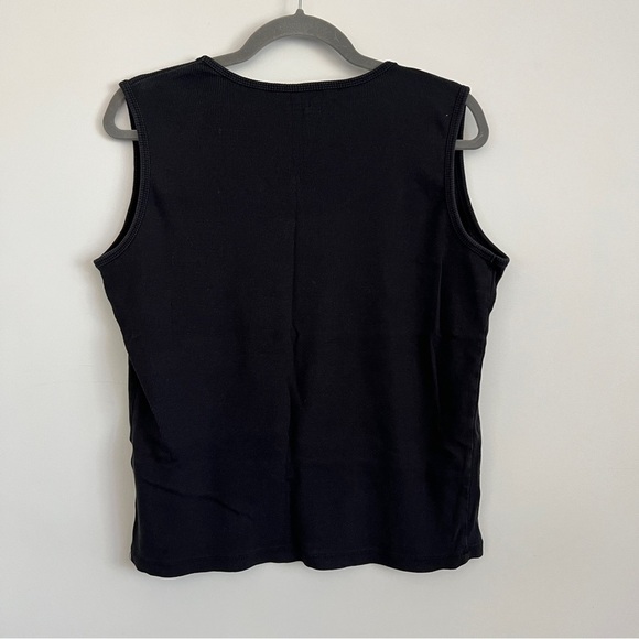 Basic Editions Black Rhinestone Graphic Tank Top Y2K Grunge Gothic-Size XL - Picture 5 of 5